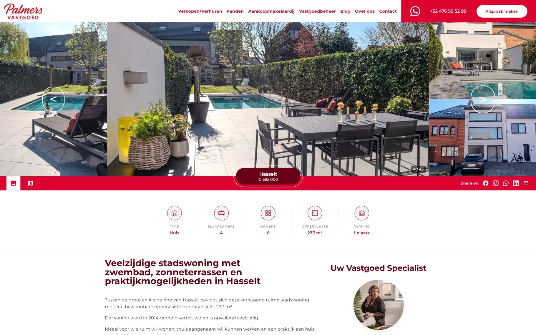 Palmers Vastgoed website op desktop
