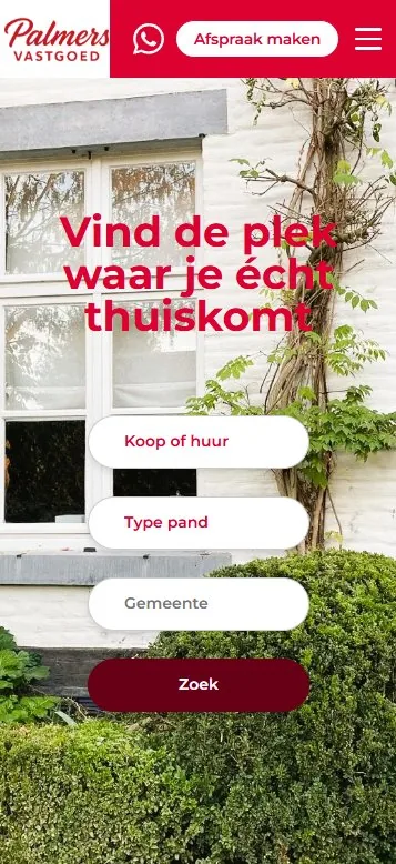 Palmers Vastgoed website in mobiel formaat